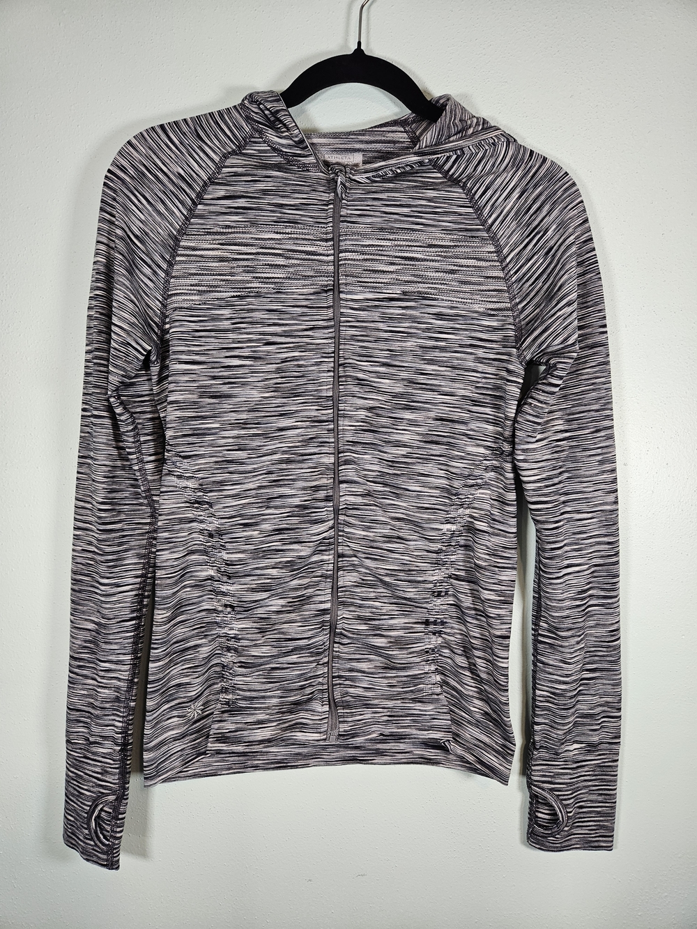 Athleta Black & White Space-Dye Zip Hoodie